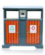 户外方形钢木分类垃圾桶HT-GM6040
