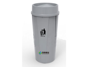 圆形户外灰色80L塑料垃圾桶HT-SL3530,圆形,户外,灰色,80L,塑料,垃圾桶,HT-SL3530,