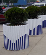 圆形道路街道防腐木花箱HT-HX220