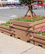 街道室外三连个防腐木花箱HT-HX230