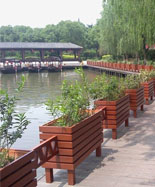 公园景区室外防腐木花箱HT-HX370