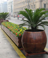 进口防腐木街道圆桶花桶HT-HX730