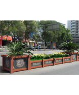 街道复古防腐木带画花箱HT-HX750