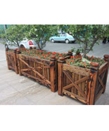 广场街道户外防腐木做旧花箱HT-HX960