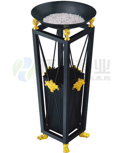 黑金钢座地垃圾桶