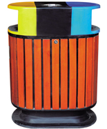三色仿钢木玻璃钢分类垃圾桶HT-BLG2250