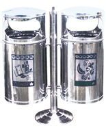 双圆筒不锈钢分类垃圾桶HT-BXG1710